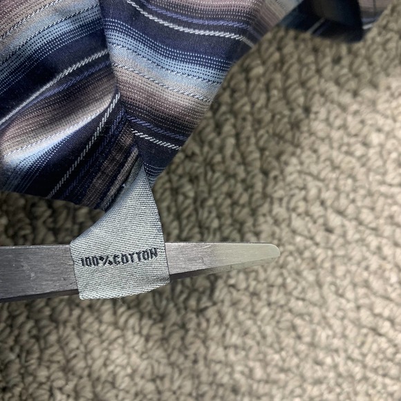 Johnston & Murphy Mens Shirt Size Large Blue Striped Tailored Fit Button Up - Picture 10 of 11